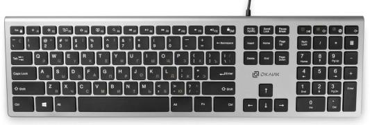 Клавиатура Oklick 890S,  USB, серый + черный [1784239]