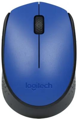 Мышь беспроводная Logitech M170 чёрный синий USB + радиоканал