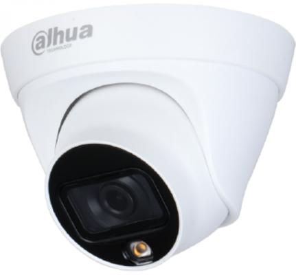 DAHUA Уличная купольная IP-видеокамера Full-color2Мп; 1/2.8” CMOS; объектив 2.8мм; чувствительность 0.005лк@F1.6 сжатие: H.265+, H.265, H.264+, H.264, MJPEG; 2 потока до 2Мп@25к/с; LED-подсветка до 1