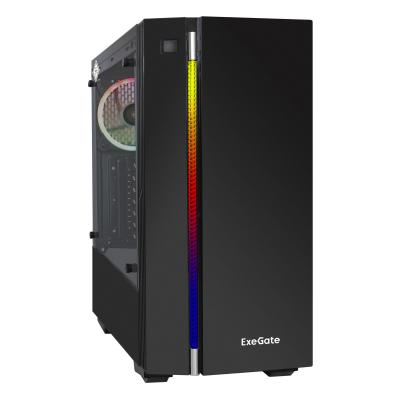 Корпус Miditower ExeGate EVO-9201-NPX500 (ATX, БП 500NPX с вент. 12см, с окном, 2*USB+1*USB3.0, HD аудио, черный, 1 вент. с RGB подсветкой)