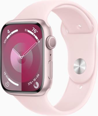 Смарт-часы Apple Watch Series 9 A2980 45мм корп.розовый Sport Band рем.светло-розовый разм.брасл.:M/L (MR9H3ZP/A)