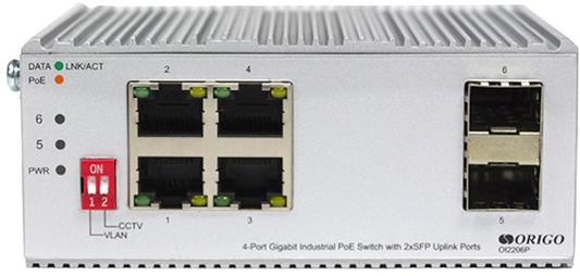 Unmanaged Industrial Switch 4x1000Base-T PoE, 2x1000Base-X SFP, PoE Budget 120W, Surge 4KV, -40 to 75°C