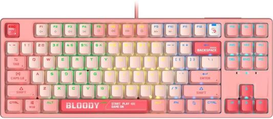 Клавиатура A4TECH Bloody S87  Energy,  USB, розовый [s87 usb  energy pink]