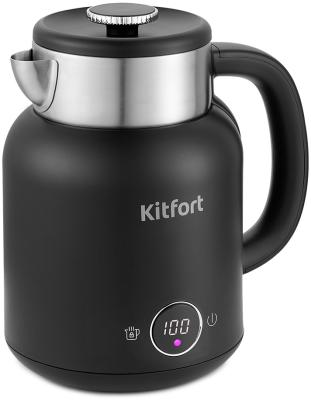 Чайник электрический KITFORT КТ-6196-1 2200 Вт чёрный серебристый 1.5 л металл/пластик