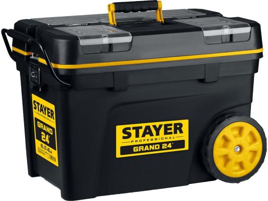 STAYER BIGPRO, 620 х 370 х 420 мм, (24.5?), пластиковый ящик-тележка для инструментов, Professional (38107-24)