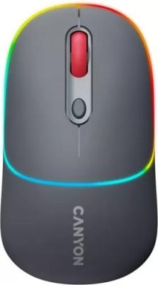 CANYON MW-22, 2 in 1 Wireless optical mouse with 4 buttons,Silent switch for right/left keys,DPI 800/1200/1600, 2 mode(BT/ 2.4GHz),  650mAh Li-poly battery,RGB backlight,Dark grey, cable length 0.8m, 110*62*34.2mm, 0.085kg