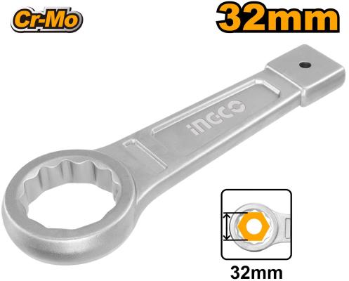 Накидной ударный ключ Предназначен для работы с тугим крепежом INGCO HRSW032