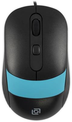 Мышь Oklick 310M, оптическая, проводная, USB, черный и синий [1869099]