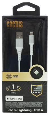 Кабель Cactus CS-LG.USB.A-1,  Lightning (m) -  USB (m),  1м,  MFI,  белый
