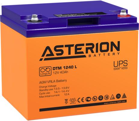 Аккумуляторная батарея Asterion DTM 1240 L 12В/40Ач клемма Болт М6 (198х166х170мм(170мм) 14кг Срок сл. 12лет)