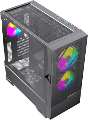 Корпус Powercase Kratos, Tempered Glass,2х140mm +1x120mm ARGB fan+ARGB HUB, чёрный, E-ATX (CKR-A3)