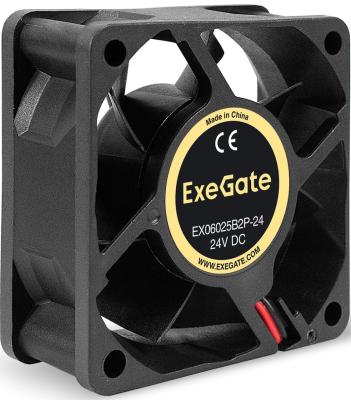 Вентилятор 24В DC ExeGate EX06025B2P-24 (60x60x25 мм, 2-Ball (двойной шарикоподшипник), 2pin, 5100RPM, 34dBA)