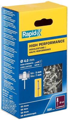 RAPID R:High-performance-rivet, 4.0 х 10 мм, 500 шт, алюминиевая высокопроизводительная заклепка (5001433)