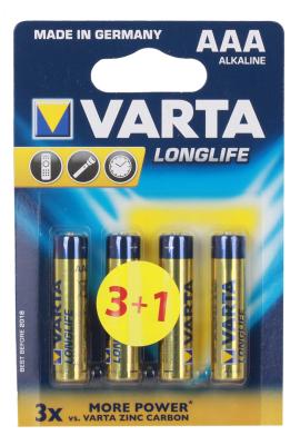 Батарейки Varta Long Life LR03 AAA 4 шт