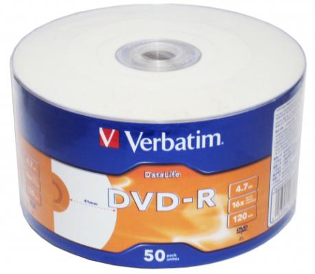 Фото - Диск DVD-R 4.7Gb Verbatim 16x Shrink/50 DataLife Ink Print 43793 диск dvd rw vs 4 7 gb 4x 50 шт bulk