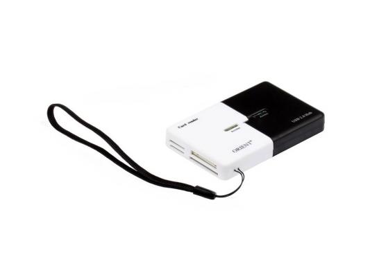 Карт-ридер USB 2.0 Orient + Hub 3port CO-740, 2in1, Black/White
