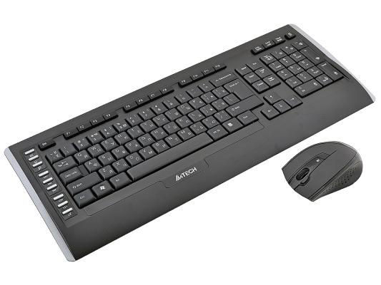 Клавиатура+мышь  A4Tech W 9300F USB (черный), 2.4G наноприемник