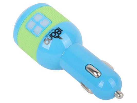 Автомобильное зарядное устройсто USB iBang Skypower - 1009 (для тел. и планшетов, 2 USB выхода, 5 В/2100 мА макс. (1600 мА + 500 мА), син+зел/сирен)