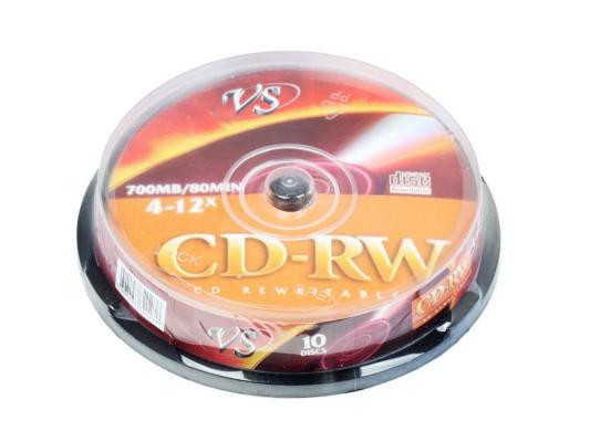 Диски CD-RW 80min 700Mb VS 12х  10 шт  CakeBox