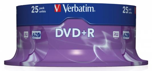 Диски DVD+R 4.7Gb Verbatim 16x 25 шт Cake Box <43500>