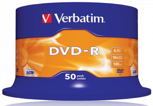 Диски DVD-R 4.7Gb Verbatim 16х 50 шт Cake Box <43548>