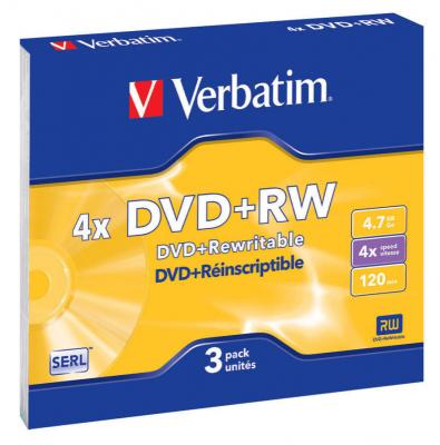Диски DVD+RW Verbatim 4x 4.7Gb SlimCase 3шт 43636\\\\297 диск dvd rw vs 4 7 gb 4x 50 шт bulk
