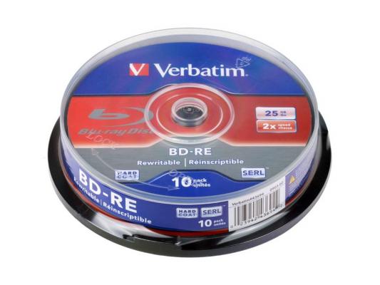 Диск Blu-Ray  Verbatim BD-RE 2x   25 GB  10 Шт  Cake box  (43694)