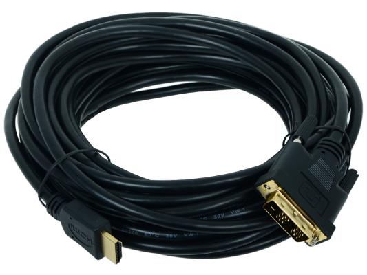 Кабель HDMI-DVI Gembird, 10м, 19M/19M, single link, черный, позол.разъемы, экран, пакет