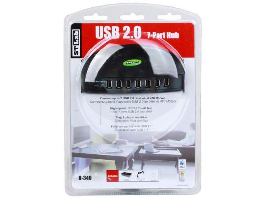 Концентратор USB 2.0 Hub ST-Lab U-340, 7 Ports, Black, P/a, Ret