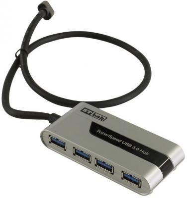 Концентратор USB 3.0 STlab U760 4 х USB 3.0 серебристый черный