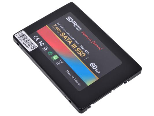 Твердотельный накопитель SSD 2.5" 60 Gb Silicon Power Slim S55 Read 550Mb/s Write 530Mb/s TLC