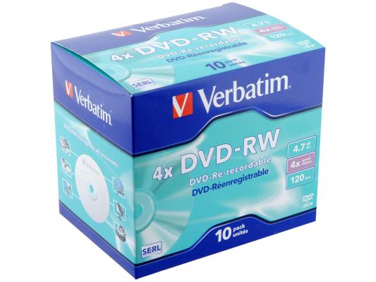 Диски DVD-RW Verbatim 4x 4.7Gb Jewel Case 10шт 43486