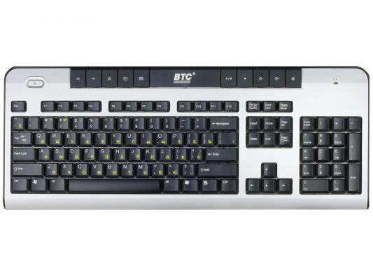 Клавиатура BTC 6301U Slim черный/серебристый USB