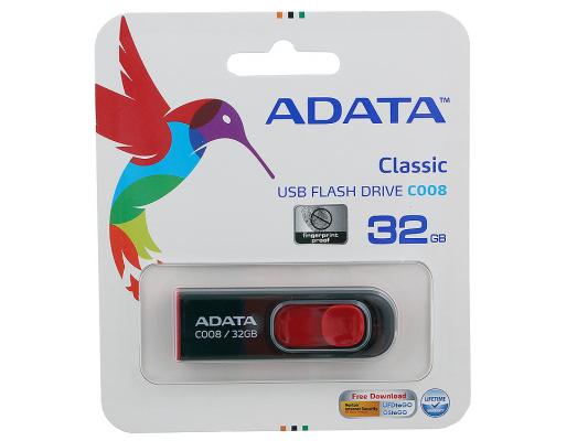 Флешка USB 32Gb A-Data C008 AC008-32G-RKD черно-красный
