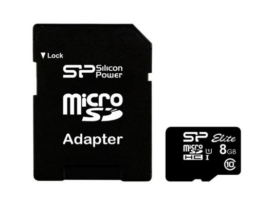 Карта памяти Micro SDHC 8GB Silicon Power Class 10 + адаптер (SP008GBSTHBU1V10-SP)