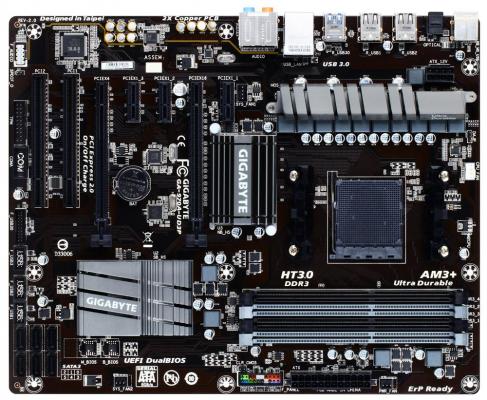 Материнская плата Gigabyte GA-970A-UD3P Socket AM3+ AMD 970 4xDDR3 2xPCI-E 16x 3xPCI-E 1x 2xPCI 6xSATAIII Raid USB3.0 7.1 Sound Glan ATX Retail