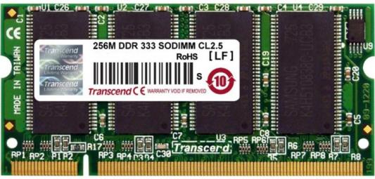 Оперативная память для ноутбука 256 Мб (1x4Gb) PC-2700 333MHz DDR SO-DIMM CL2.5 Transcend TS32MSD64V3F5