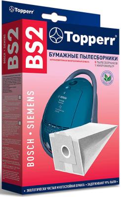 Бумажные пылесборники Topperr filter BS 2, для пылесосов(см описание), 5 шт в упаковке, микрофильтр в комплекте