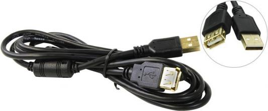Кабель удлинитель 5bites профессиональный UC5011-018A USB2.0, AM/AF, зол.разъемы, ферр.кольца, 1.8м., черный