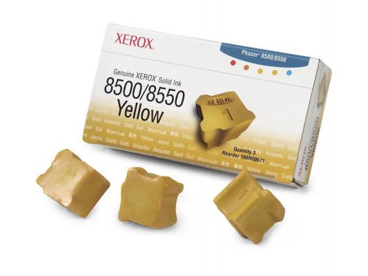 Набор твердочернильных брикетов Xerox 108R00671 для Phaser 8500/8550 ColorStix ink sticks 3шт желтый 3000стр