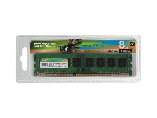 Оперативная память для компьютера 8Gb (1x8Gb) PC3-12800 1600MHz DDR3 DIMM CL11 Silicon Power SP008GBLTU160N02