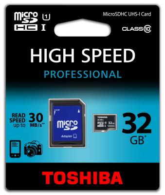 Карта памяти Micro SDHC 32Gb Class 10 Toshiba SD-C032UHS1 6/A + адаптер SD
