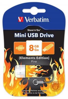 Флешка USB 8Gb Verbatim Store 'n' Go Mini ELEMENTS EDITION 98158 USB2.0 Fire