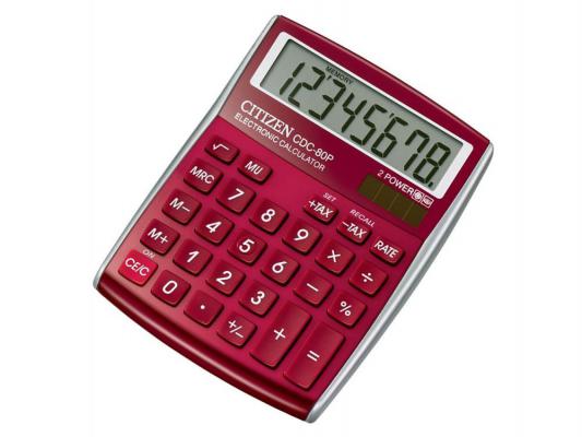 Калькулятор Citizen CDC-80RD двойное питание 8 разряда настольный налог наценка красный