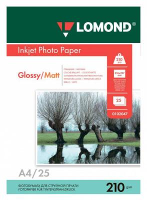 Фотобумага Lomond 0102047 A4 210г/м2 двухсторонняя глянцевая матовая 25 листов