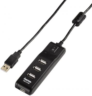 Концентратор USB 2.0 HAMA H-54590 4 x USB 2.0 черный