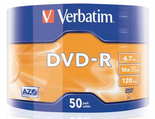 Диски DVD-R Verbatim 16x 4.7Gb Wrap Spindle 50шт 43788