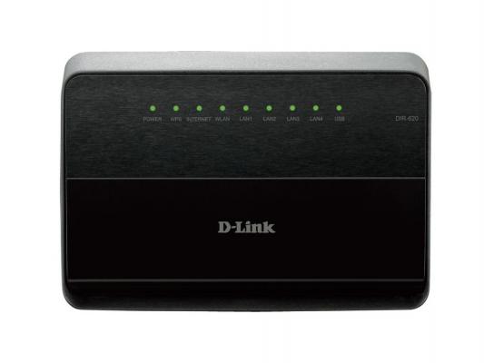 Беспроводной маршрутизатор D-Link DIR-620/A/E1A/E1B 802.11bgn 300Mbps 2.4 ГГц 4xLAN USB USB черный