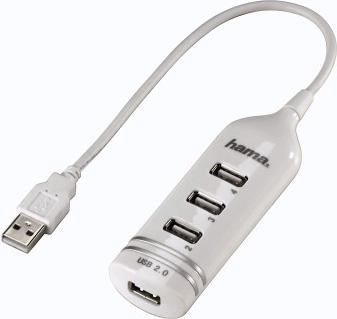 Концентратор USB 2.0 HAMA H-39788 4 x USB 2.0 белый
