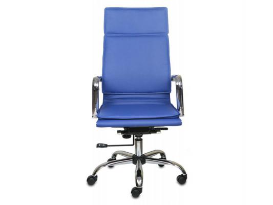Кресло Buro CH-993/blue синий искусственная кожа крестовина хром